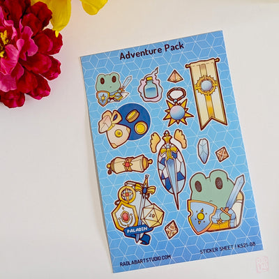 Kawaii DnD Paladin waterproof vinyl sticker sheet