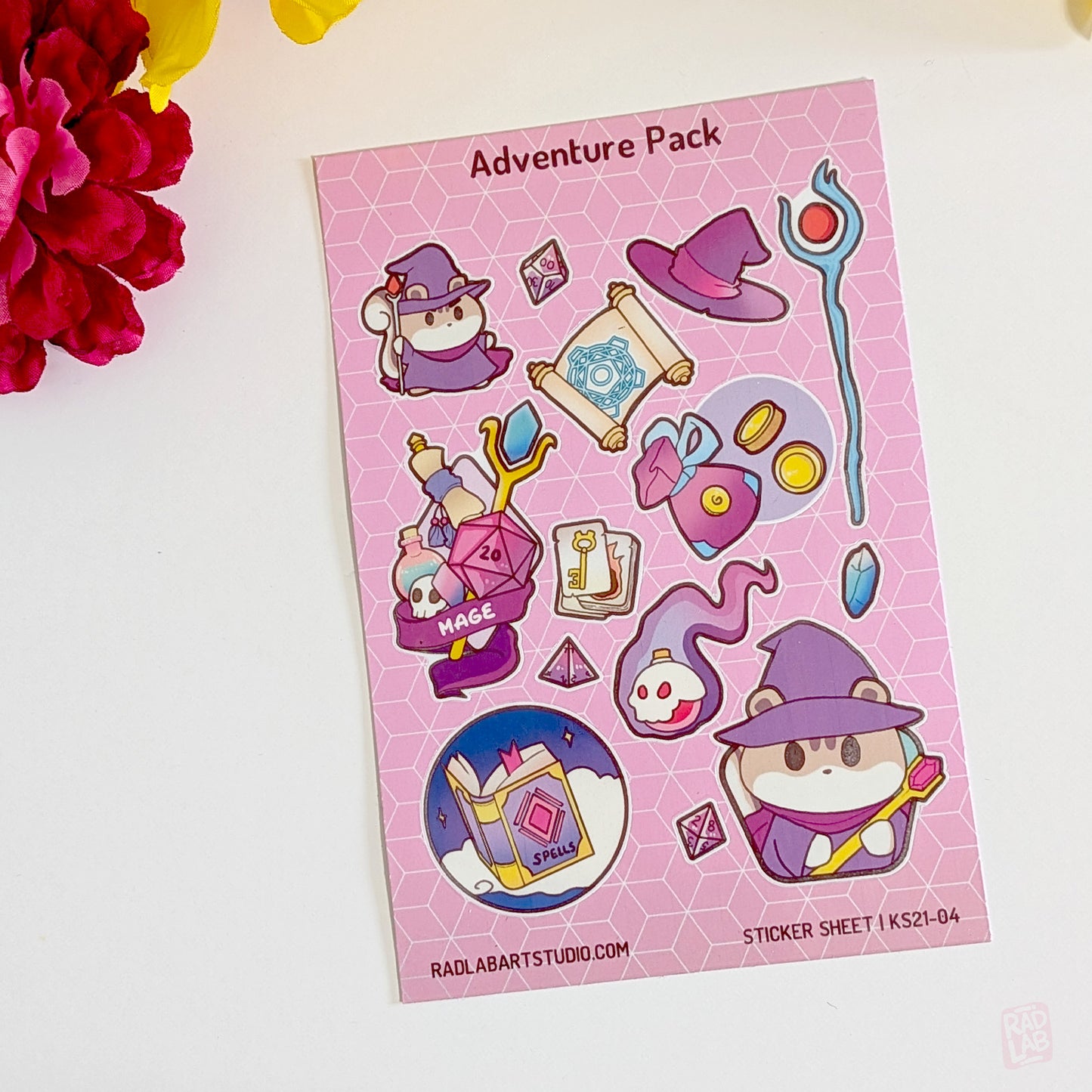 Kawaii DnD wizard waterproof vinyl sticker sheet