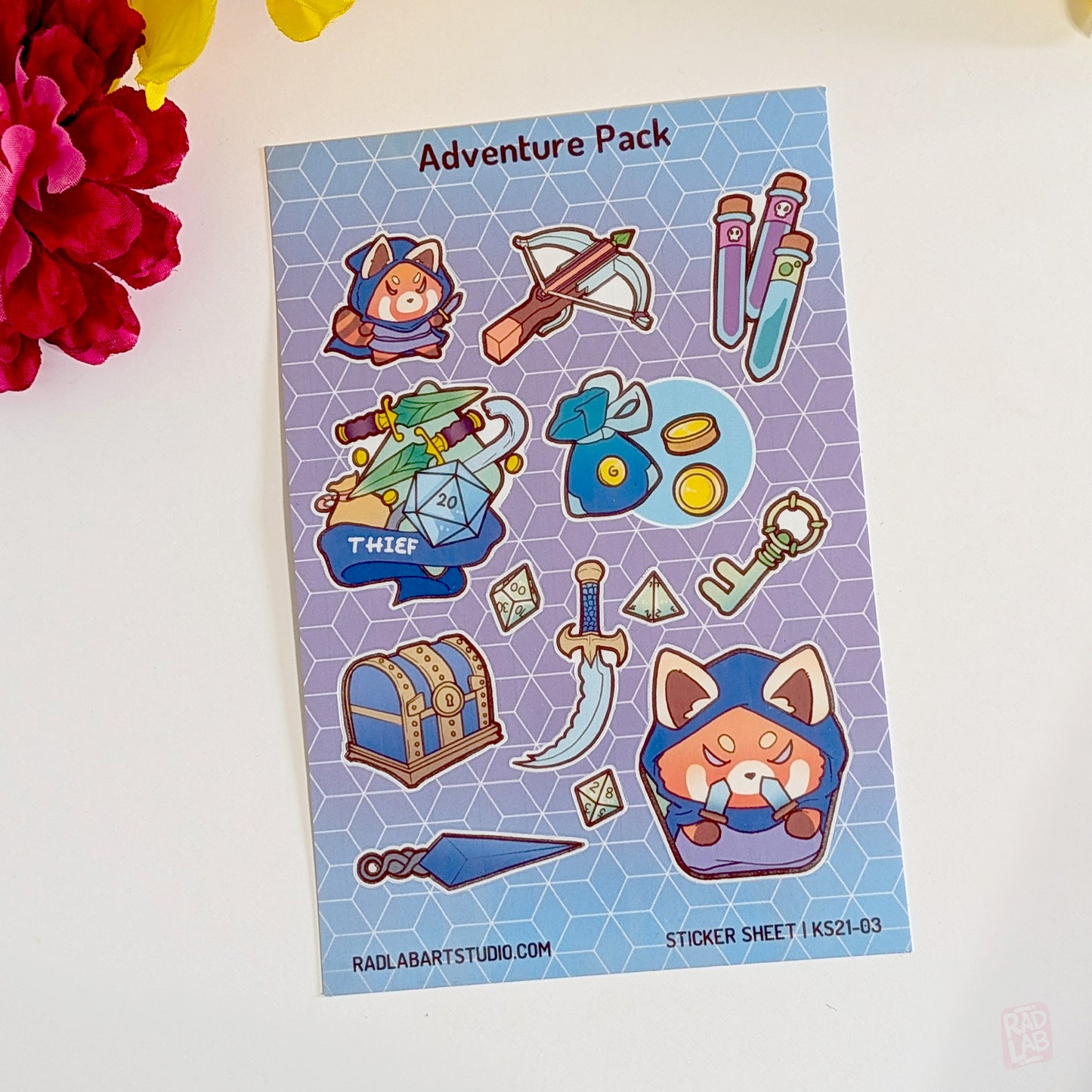 Kawaii DnD thief waterproof vinyl sticker sheet