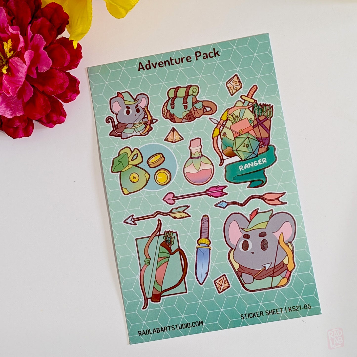 Kawaii DnD ranger waterproof vinyl sticker sheet