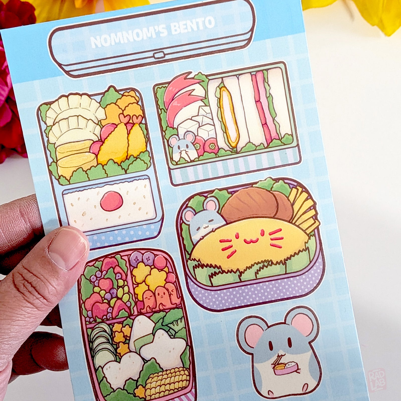 Cute hamster bento waterproof vinyl sticker sheet