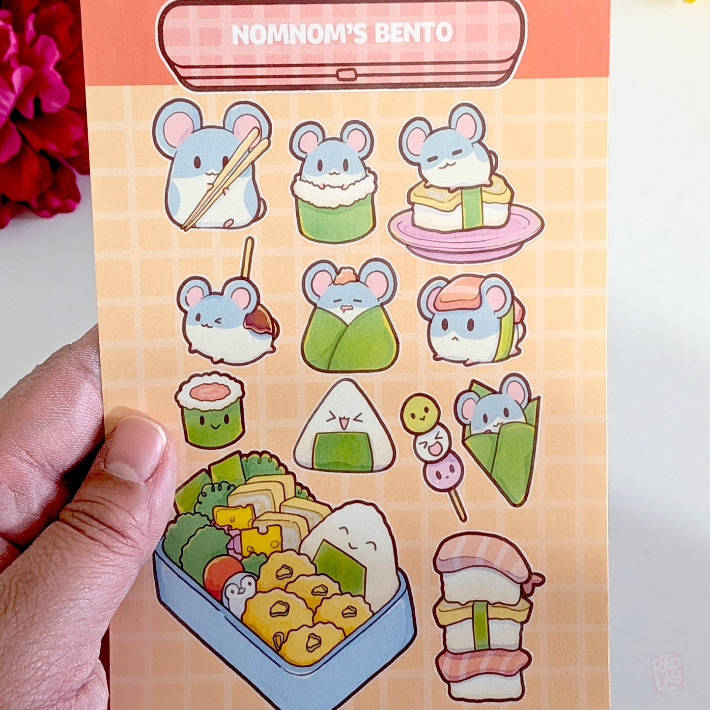 Nomnom's Bento | Waterproof Vinyl Stickers | 4x6 inches