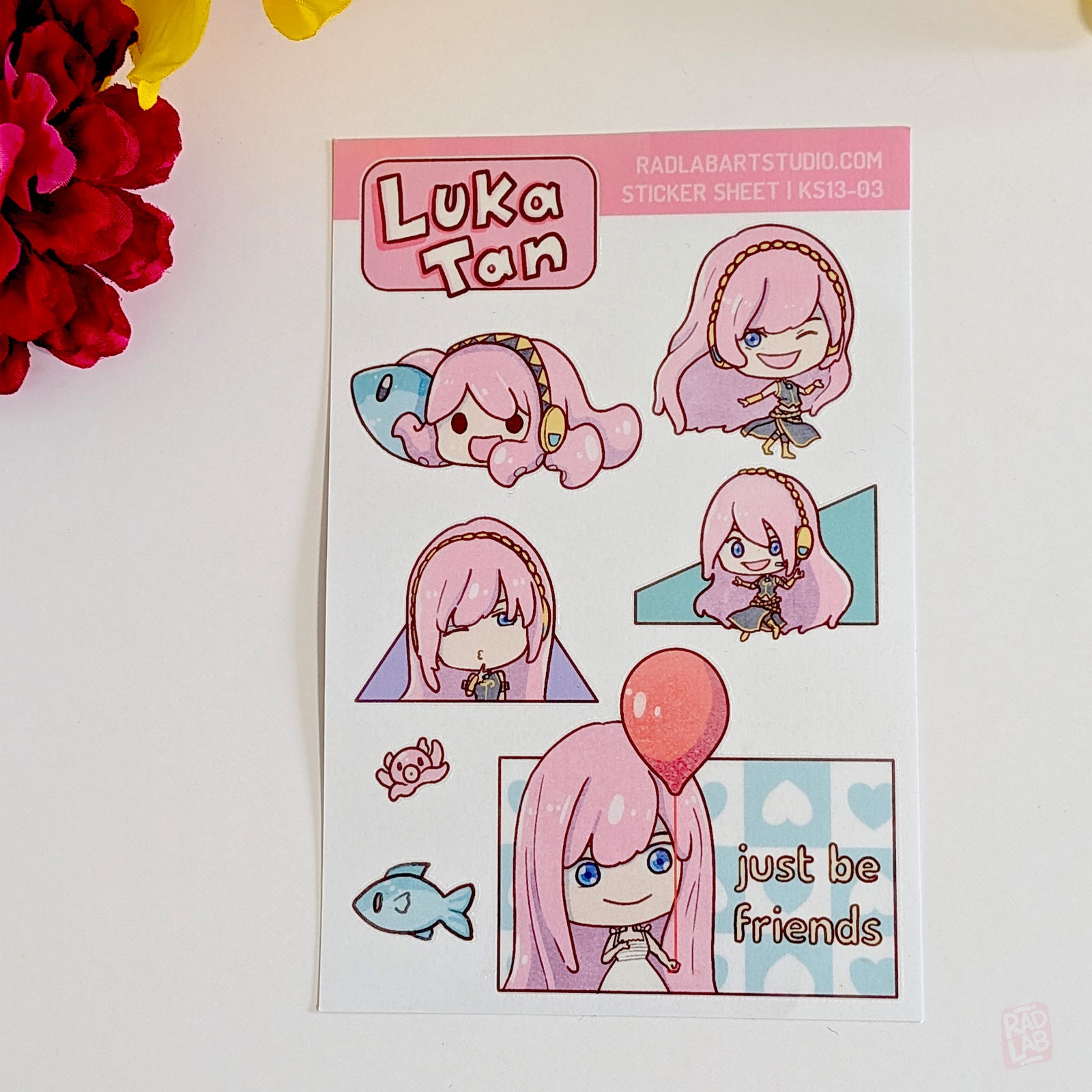 Bundle of 3 kawaii Vocaloid waterproof vinyl sticker sheets featuring Luka Megurine