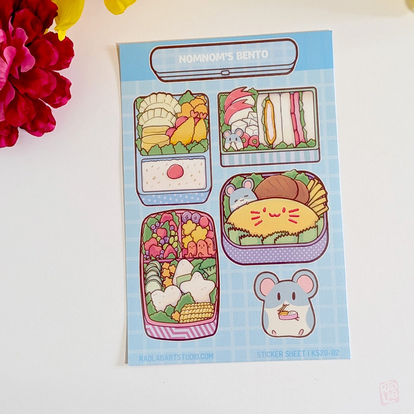Kawaii hamster bento box lunch waterproof vinyl sticker sheet with cute Japanese lunch food designs