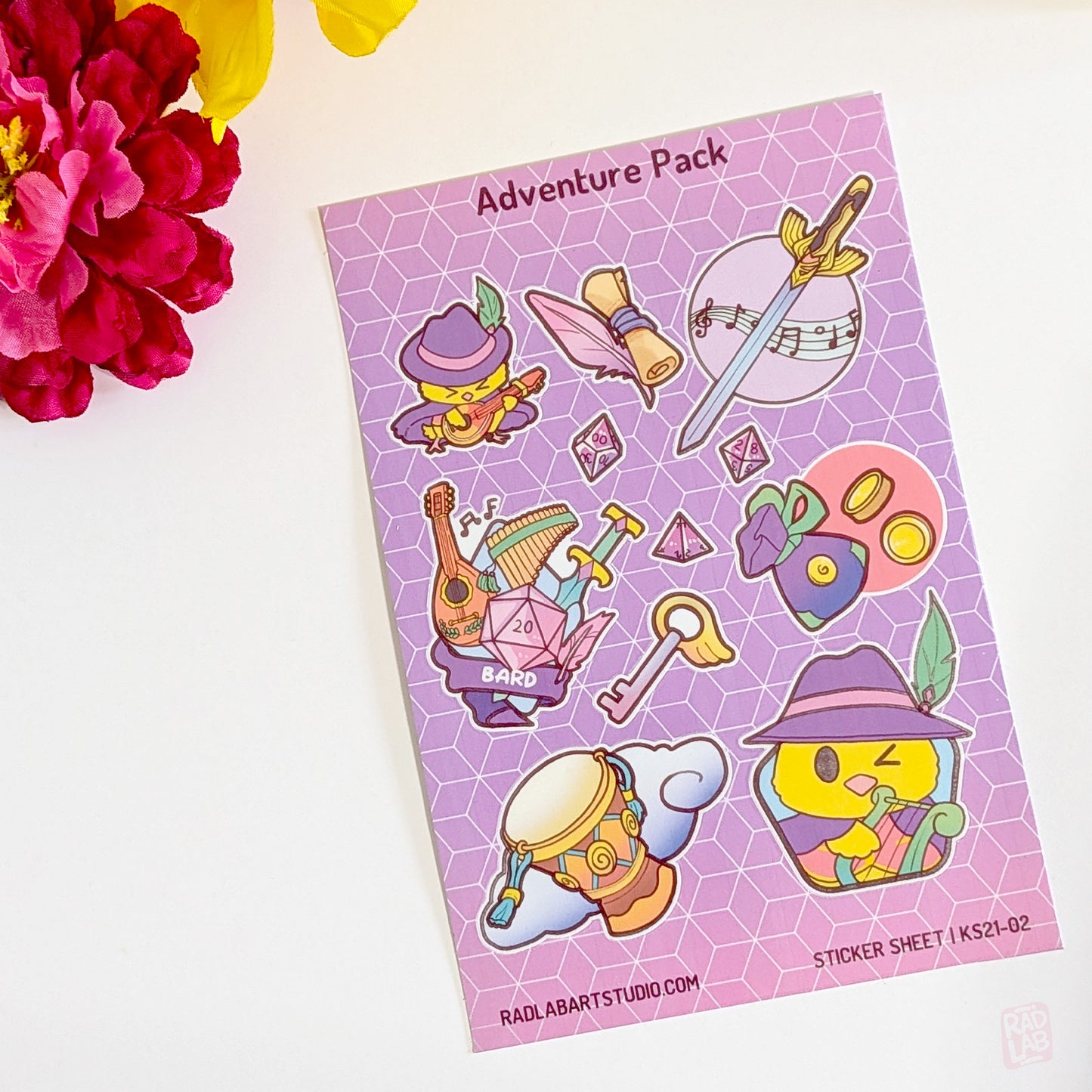 Kawaii DnD bard waterproof vinyl sticker sheet
