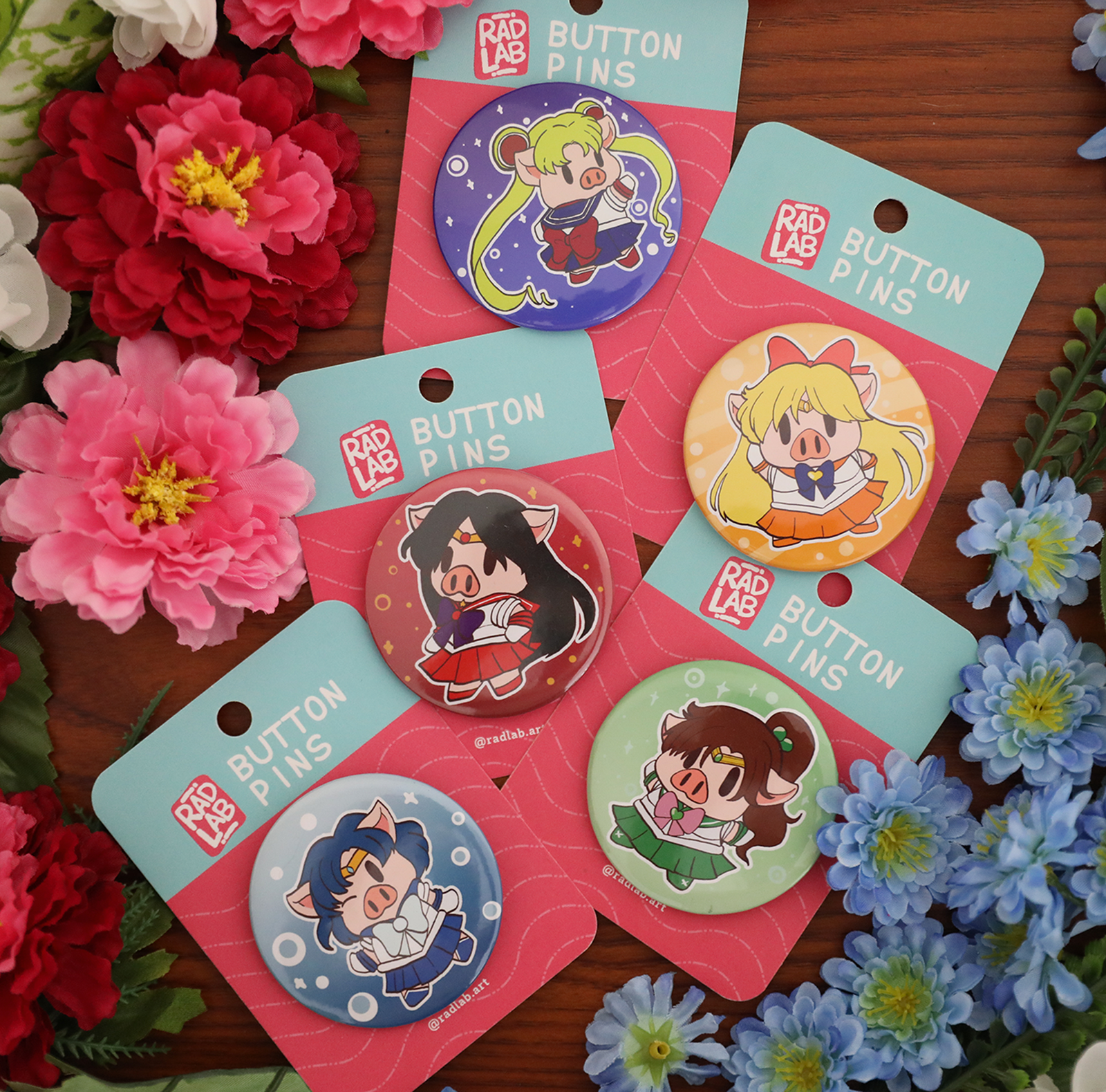 Button Pin | Lab Pigs Sailor Scouts | 2.28 inches | Bundle