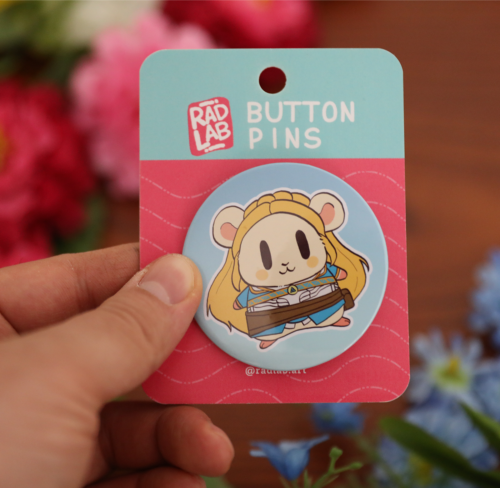 Button Pin | Lab Hamster Zelda | 2.28 inches