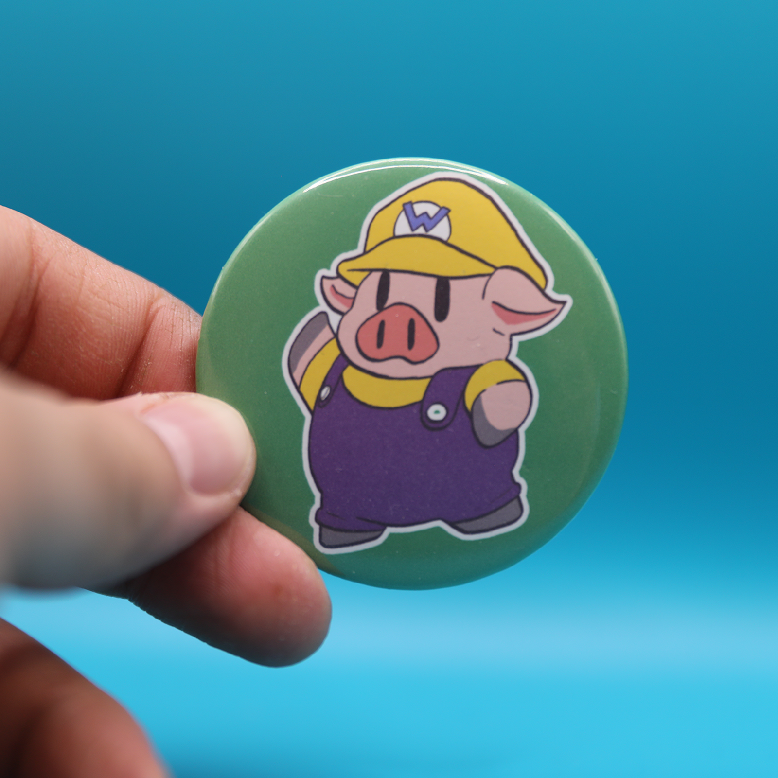 Button Pin | Lab Pig Brother Super Wario | 2.28 inches