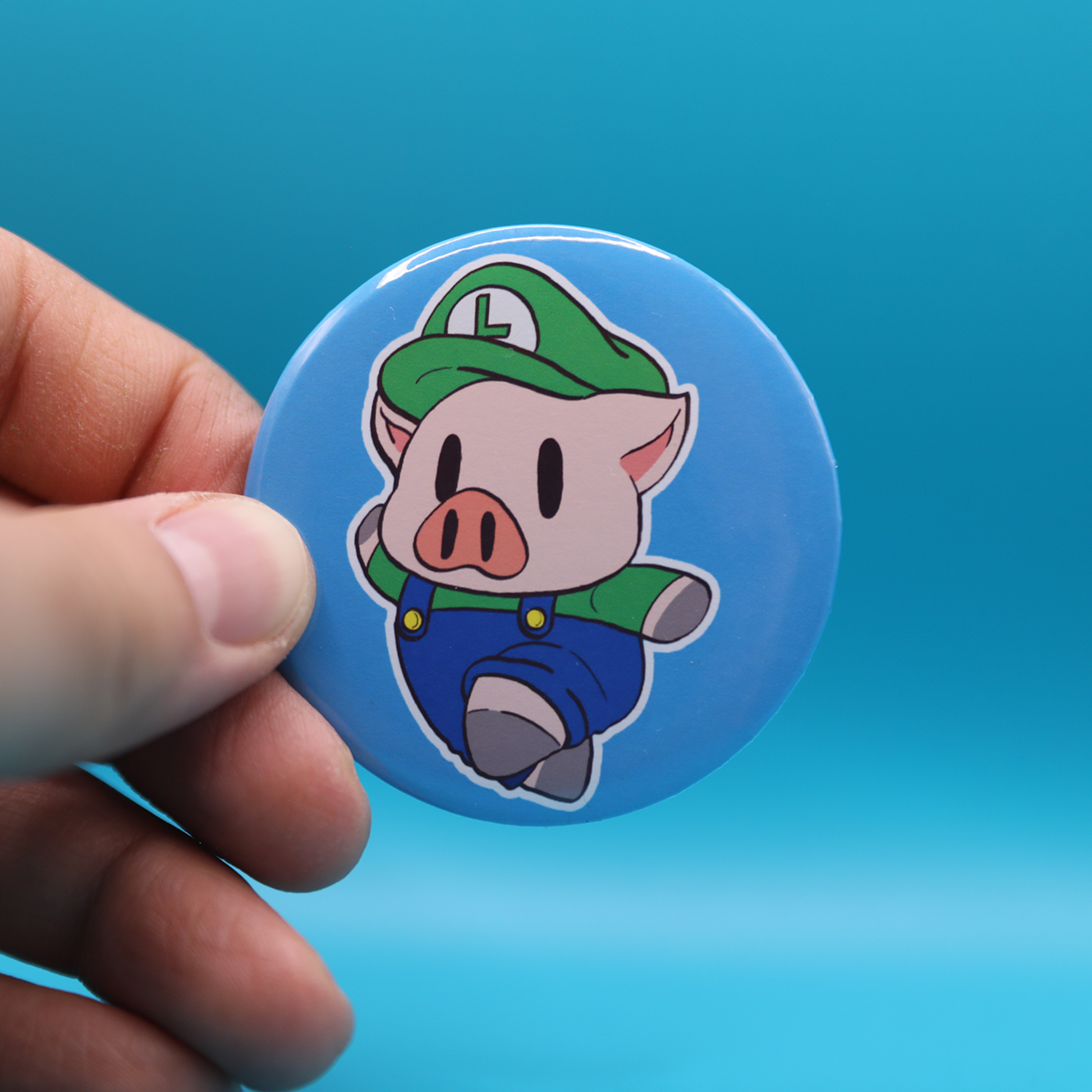 Button Pin | Lab Pig  Brother Super Luigi | 2.28 inch Button Pin