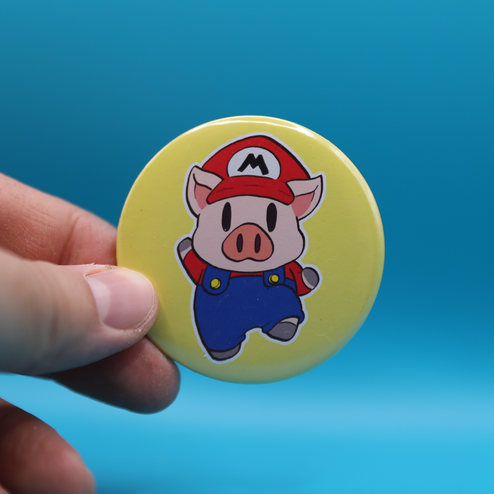 Button Pin | Lab Pig Brother Super Mario | 2.28 inch
