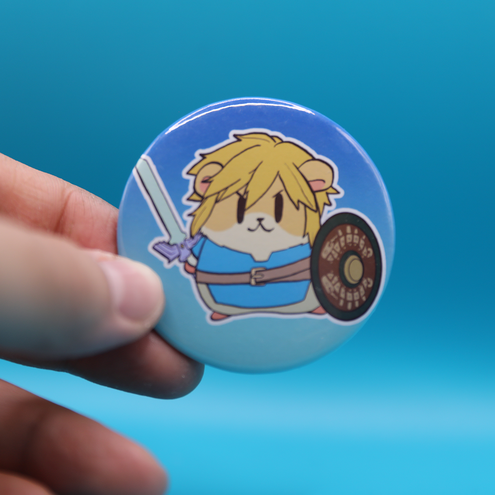 Button Pin | Lab Hamster Link Blue | 2.28 inches