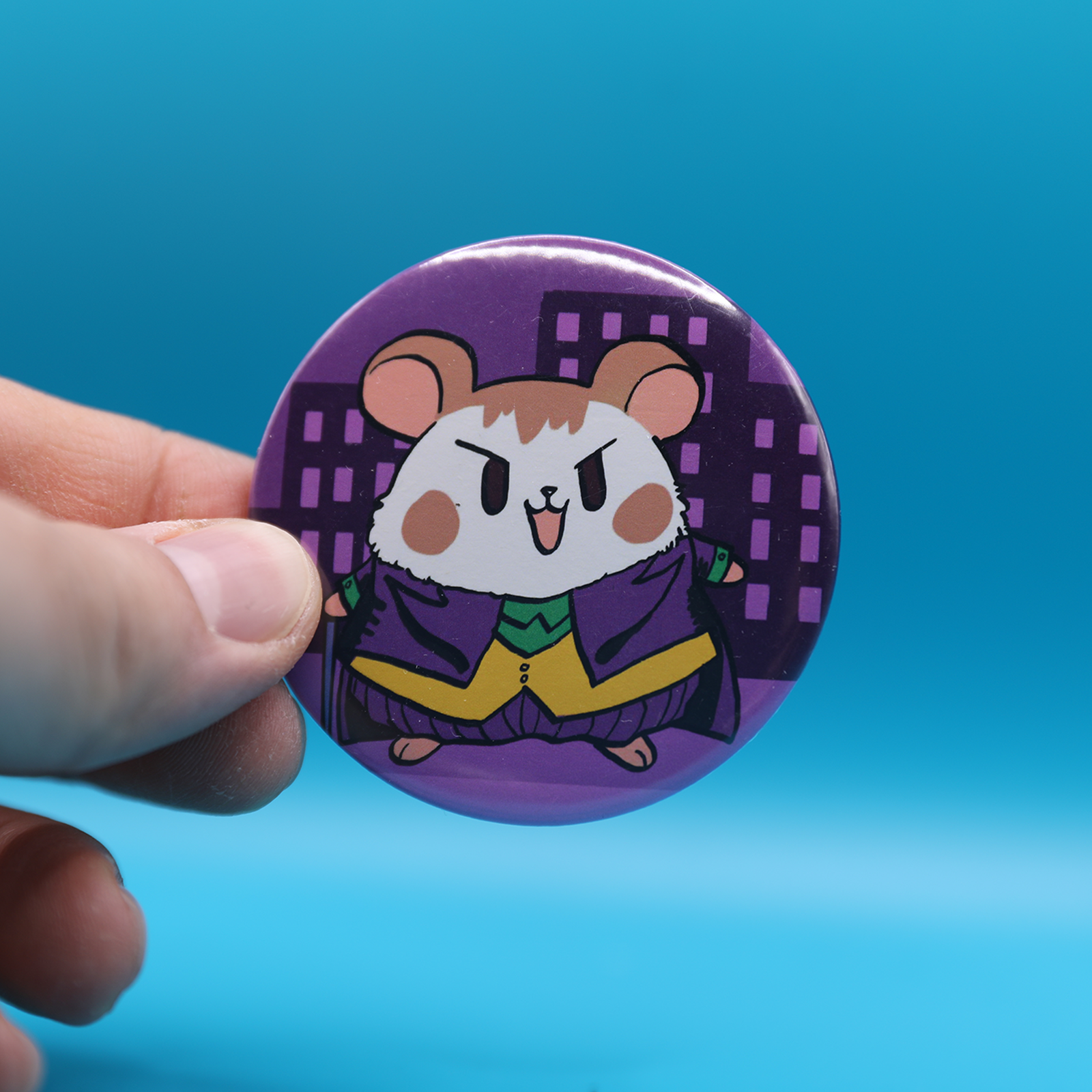 Button Pin | Lab Hamster Joker | 2.28 inches