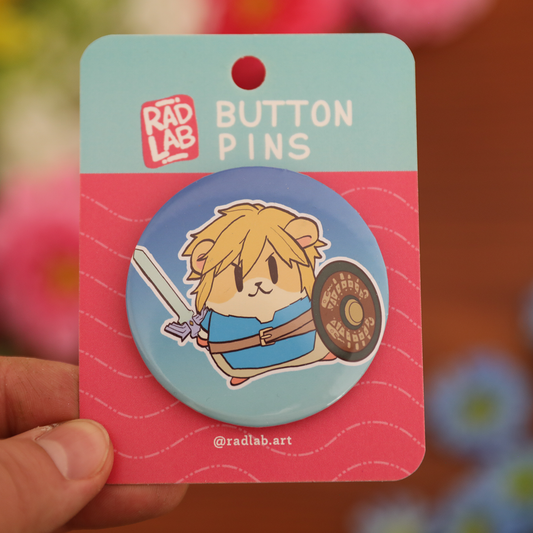 Button Pin | Lab Hamster Link Blue | 2.28 inches