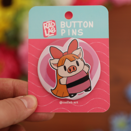 Button Pin | Lab Pig PPG Blossom | 2.28 inches