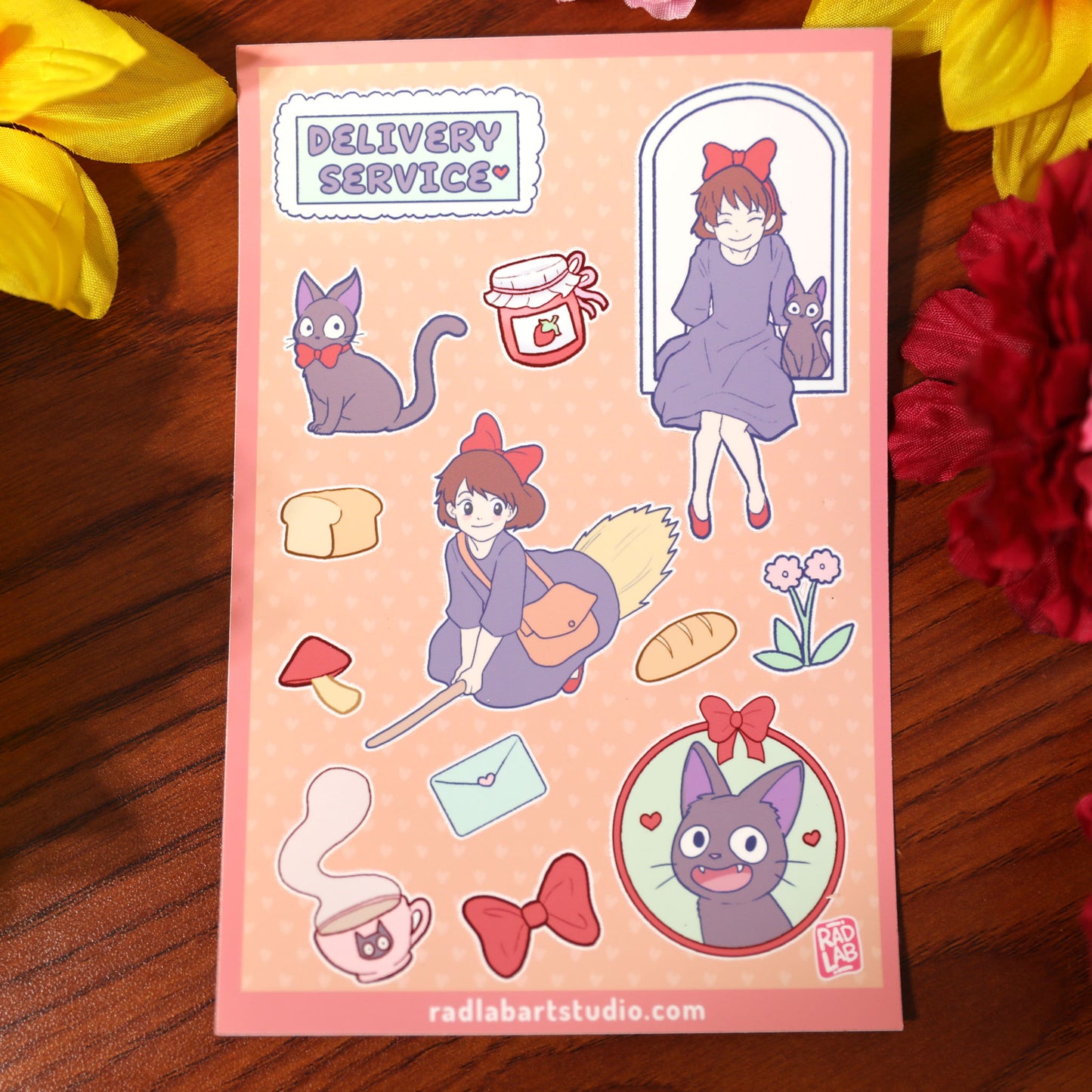 Kawaii Kiki’s Delivery Service inspired waterproof vinyl sticker sheet with cute magical witch and cozy designs
