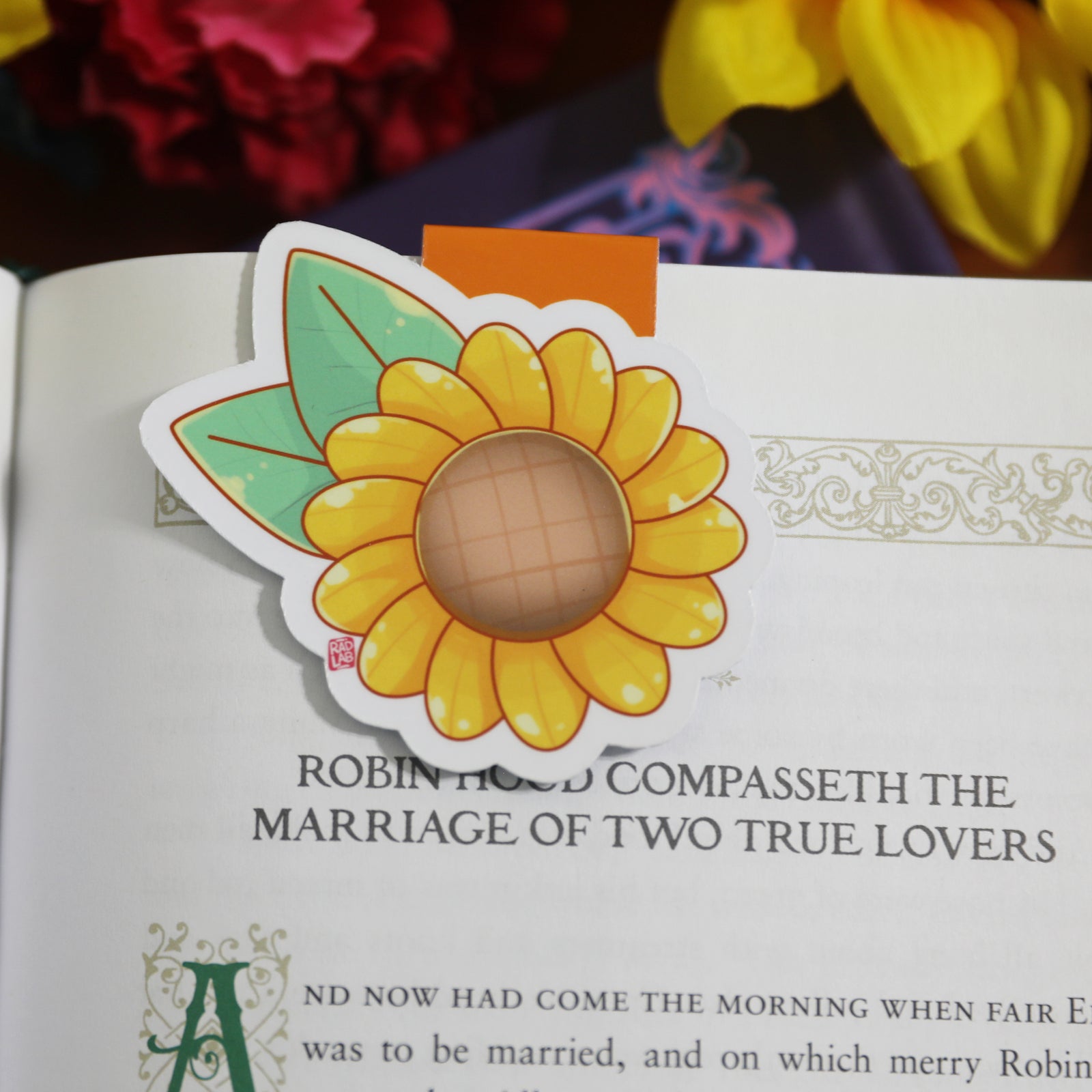 Sunflower Magnetic Bookmark – Floral Page Marker