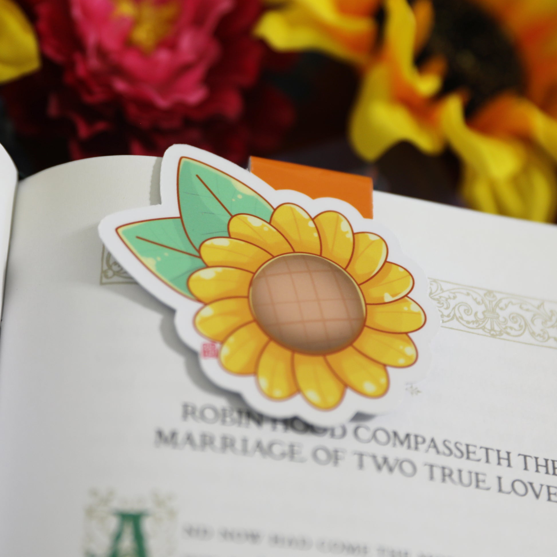 Sunflower Magnetic Bookmark – Floral Page Marker