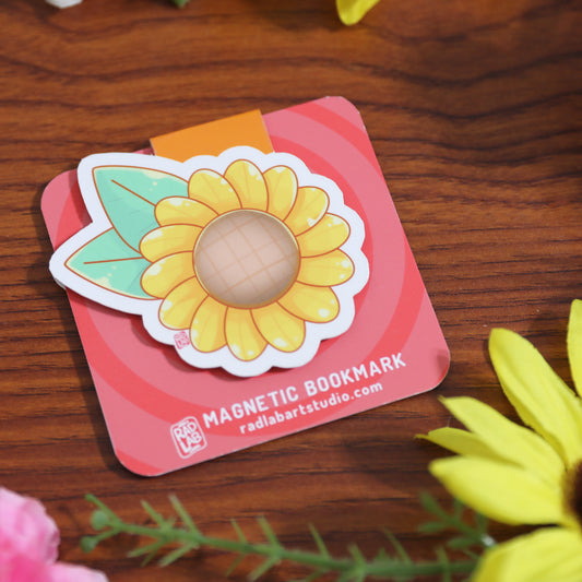 Sunflower Magnetic Bookmark – Floral Page Marker