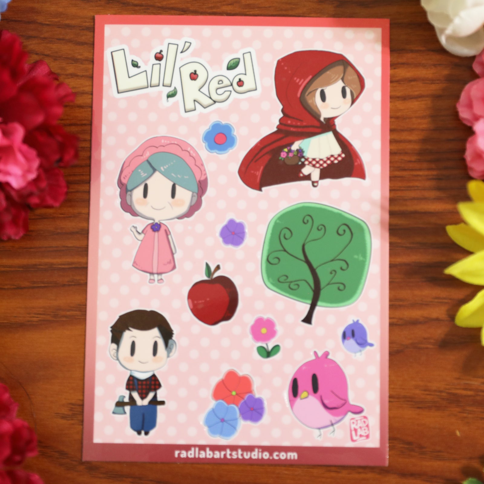 Red Riding Hood Sticker Sheet | Waterproof Vinyl Stickers | 4x6 inches