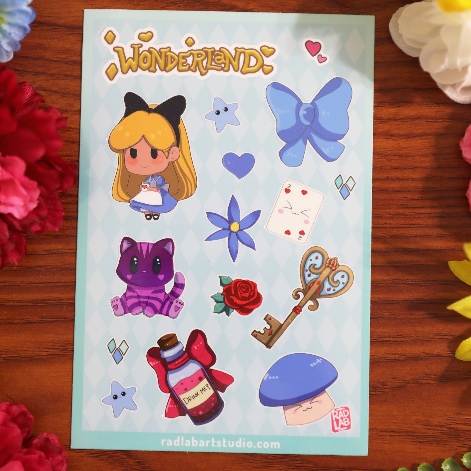 Alice in Wonderland Sticker Sheet | Waterproof Vinyl Stickers | 4x6 inches