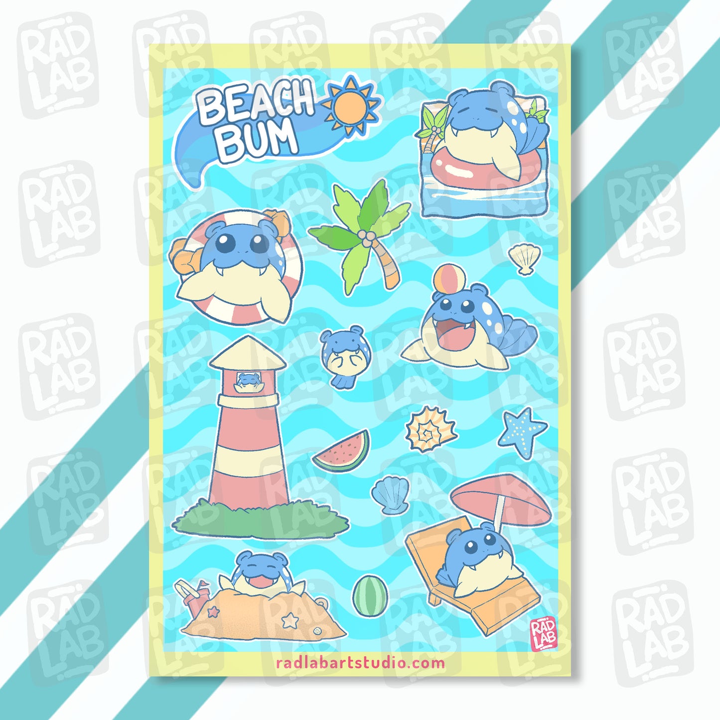 Sticker sheet with Beach themed Pokemon preview