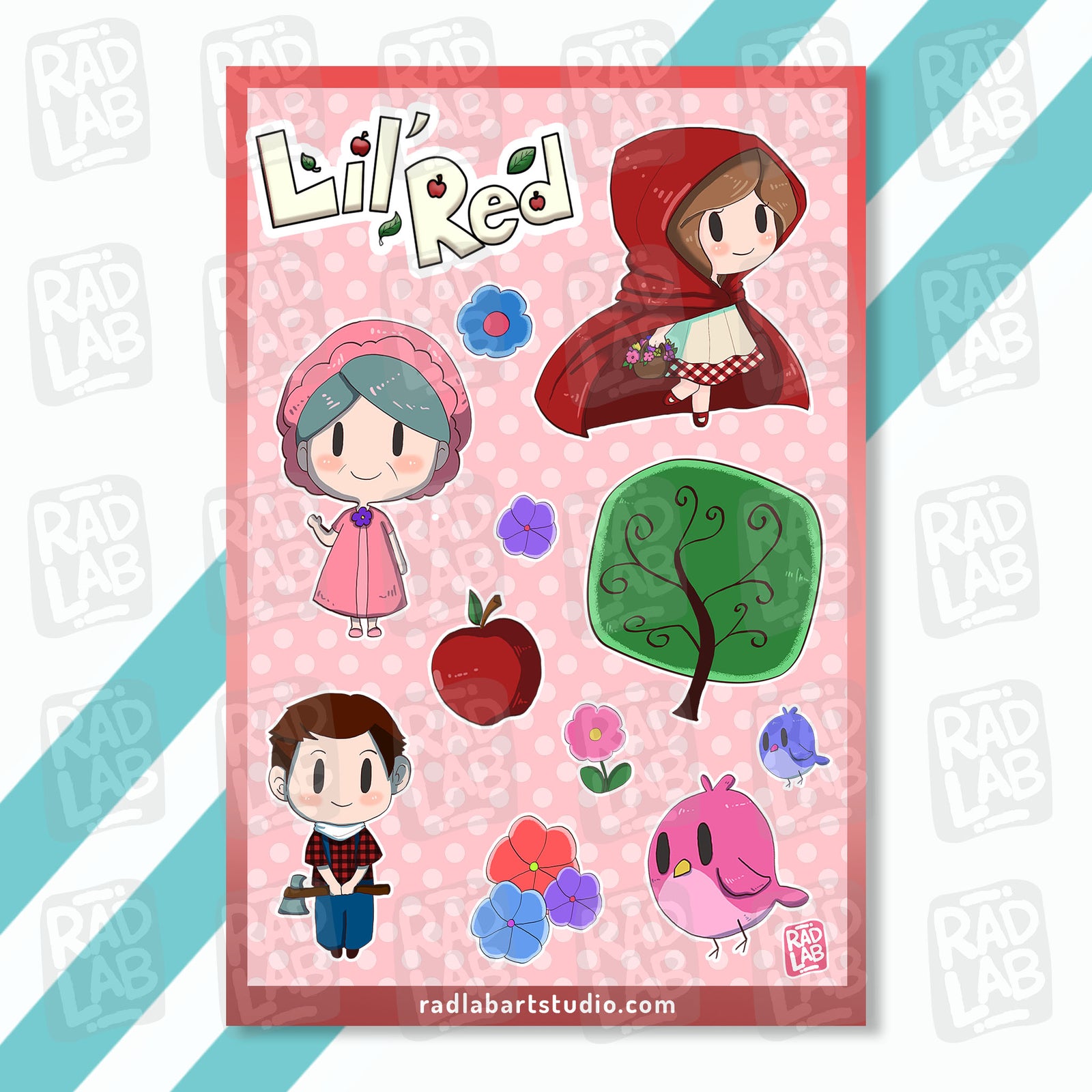 Red Riding Hood Sticker Sheet | Waterproof Vinyl Stickers | 4x6 inches