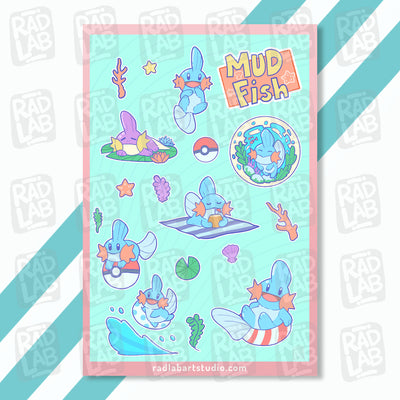Mud Fish | Waterproof Vinyl Stickers | 4x6 inches