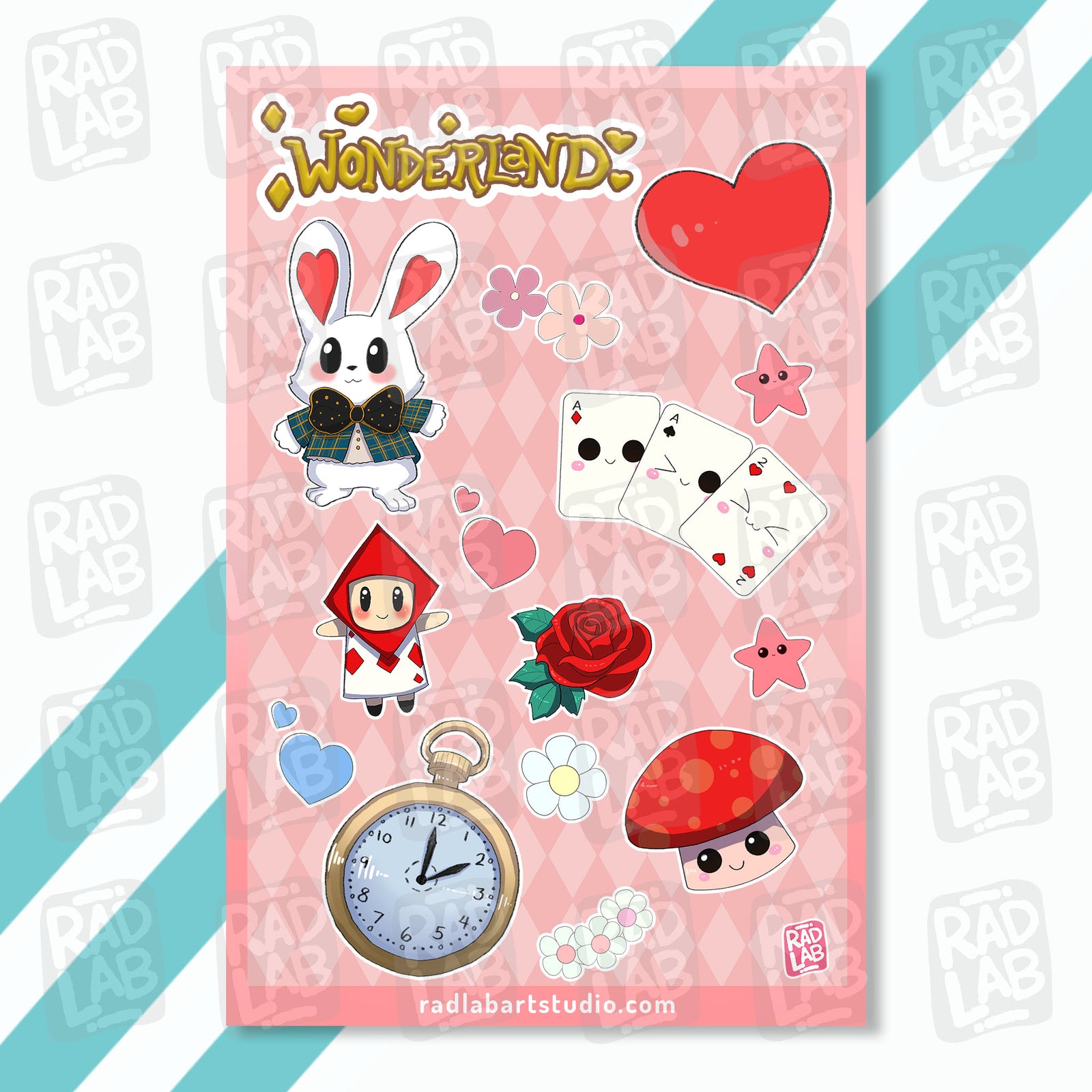 Alice in Wonderland Sticker Sheet | Waterproof Vinyl Stickers | 4x6 inches