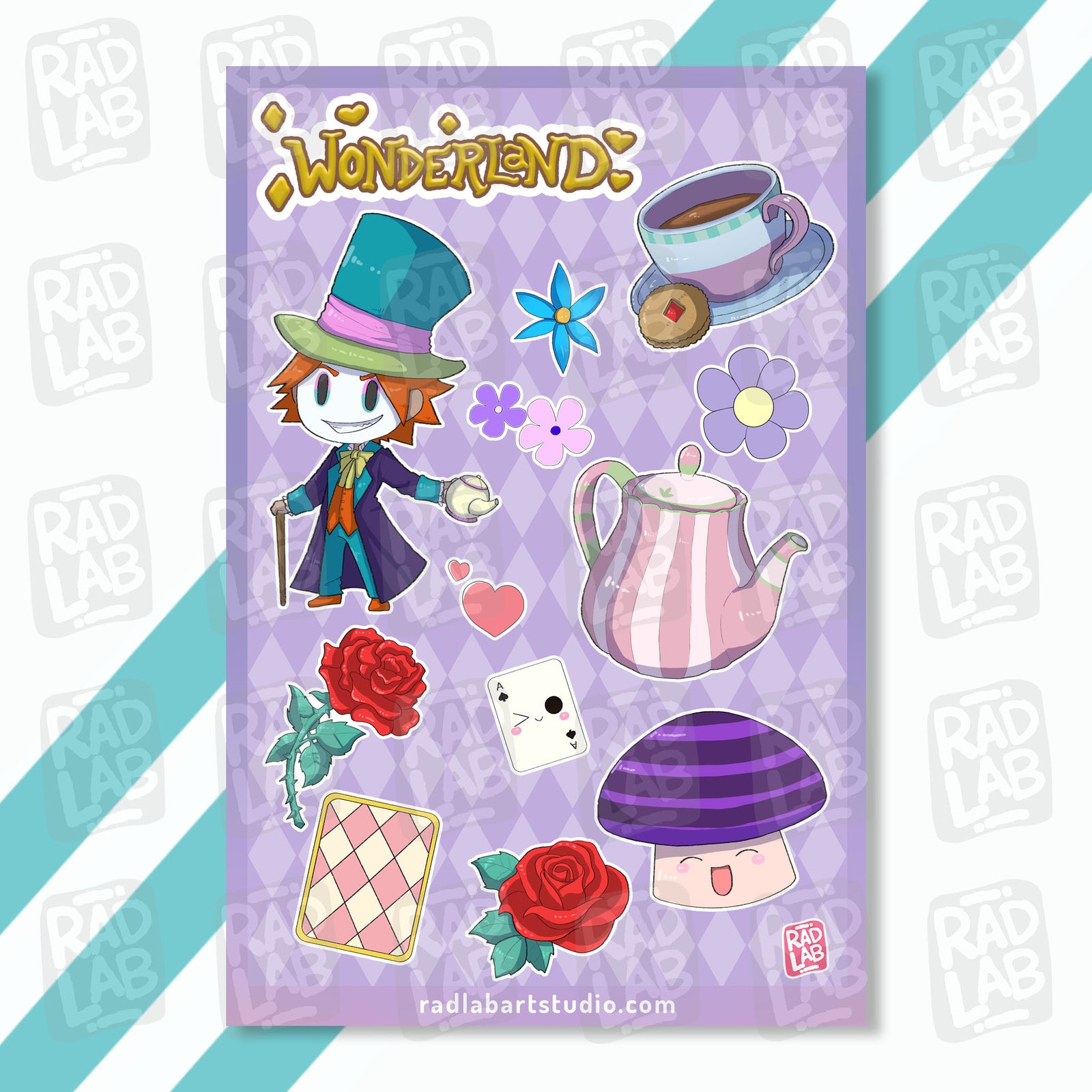 Alice in Wonderland Sticker Sheet | Waterproof Vinyl Stickers | 4x6 inches