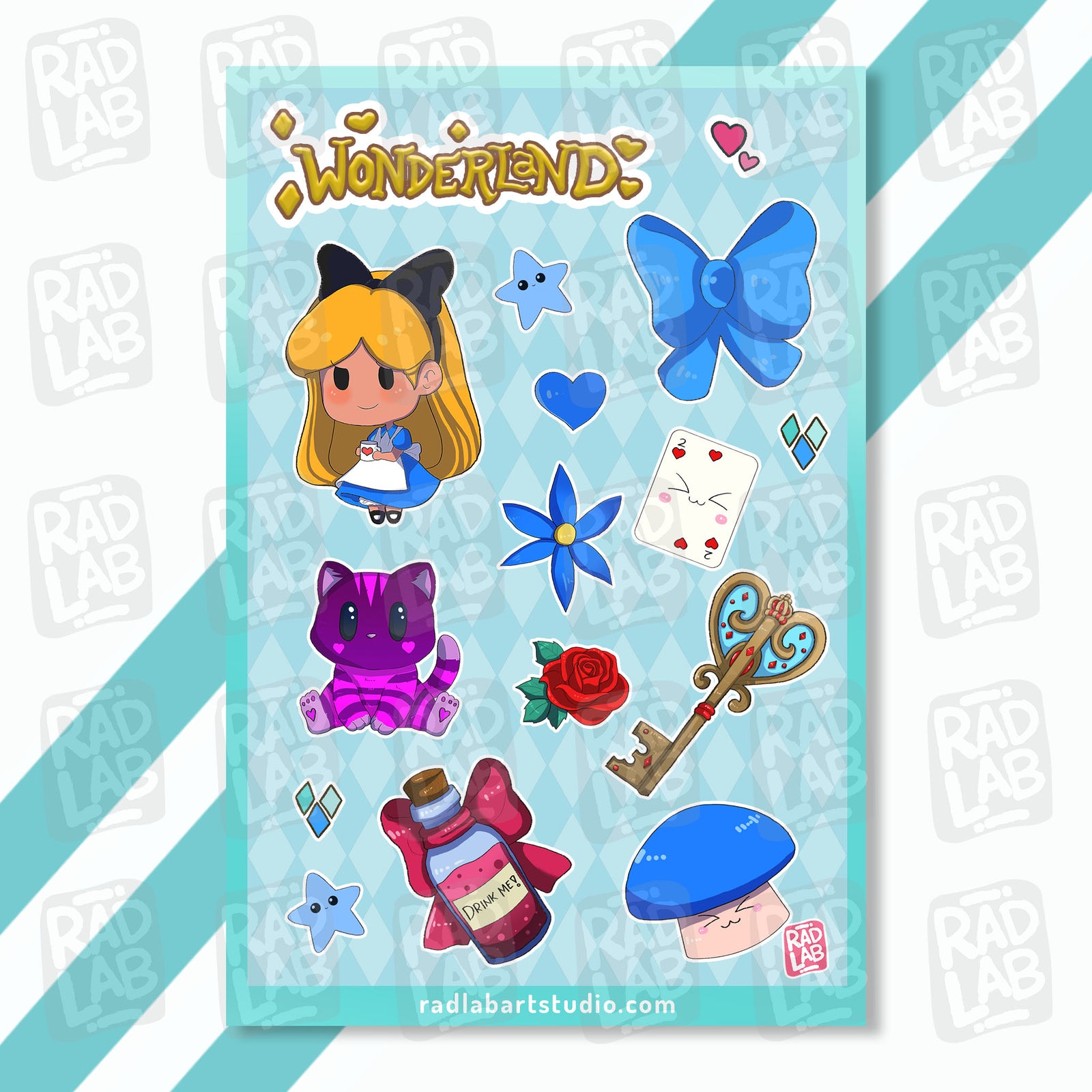 Alice in Wonderland Sticker Sheet | Waterproof Vinyl Stickers | 4x6 inches