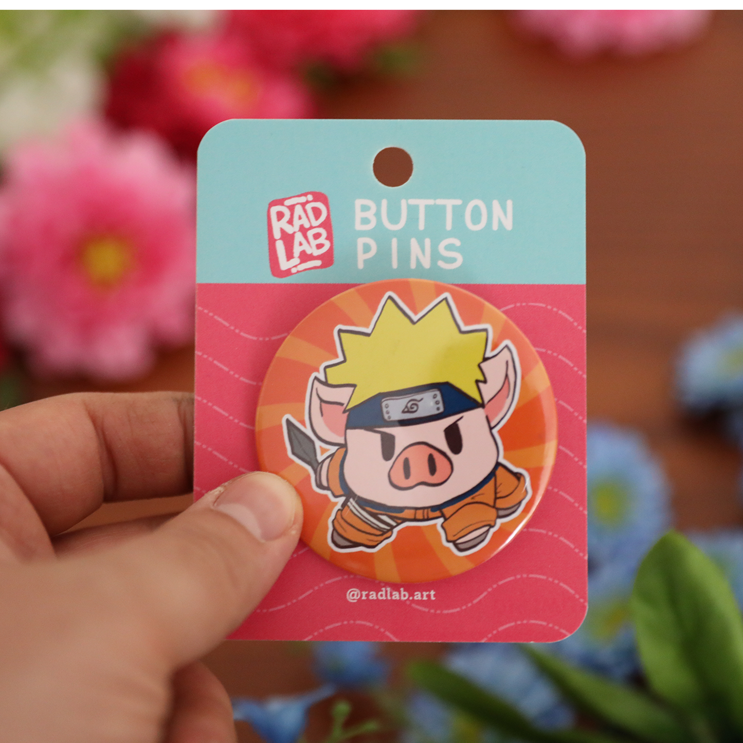 Button Pin | Lab Pig Naru Ninja | 2.28 inches