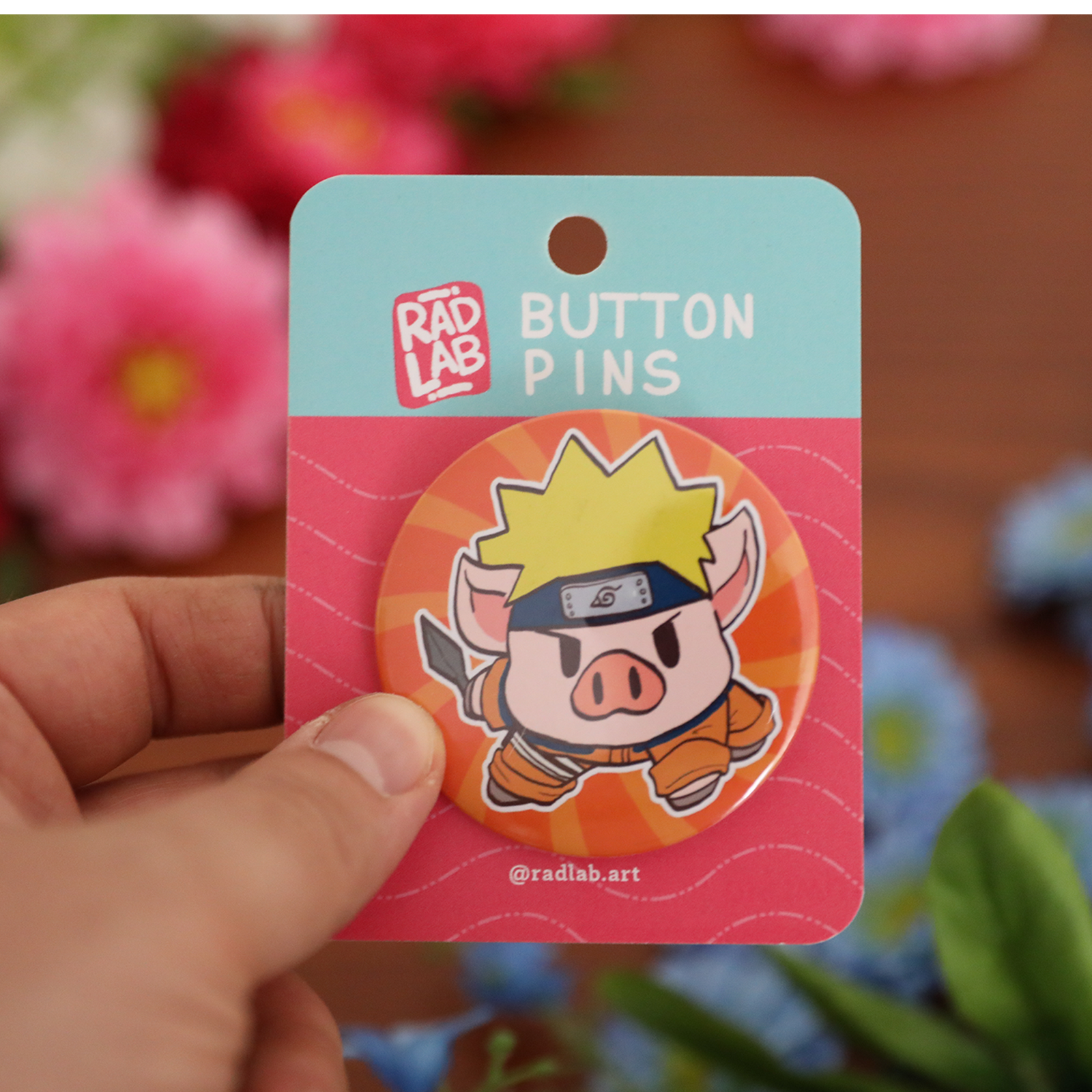 Button Pin | Lab Pig Naruto | 2.28 inches