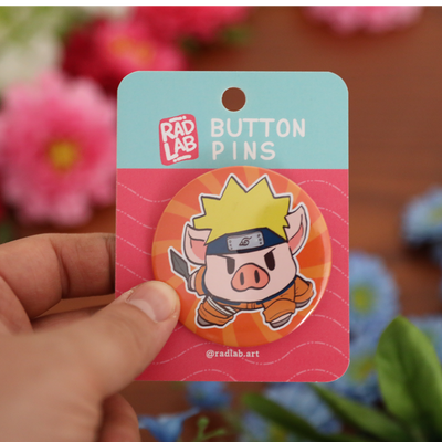 Button Pin | Lab Pig Naru Ninja | 2.28 inches