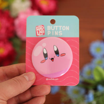 Button Pin | Pink Face | 2.28 inches