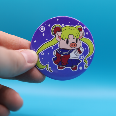 Button Pin | Lab Pig Sailor SS Moon | 2.28 inches