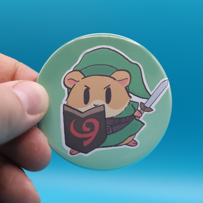 Button Pin | Lab Hamster Hero Green | 2.28 inches