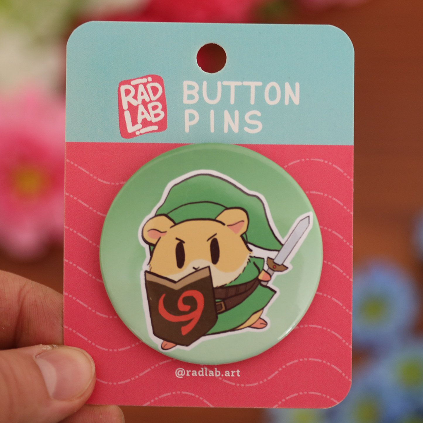 Button Pin | Lab Hamster Hero Green | 2.28 inches