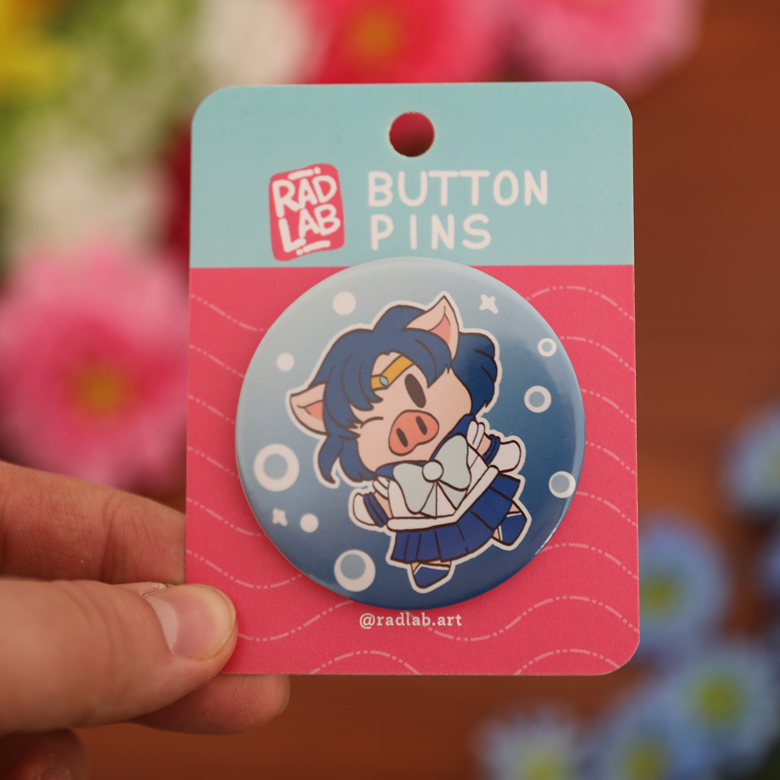 Button Pins | Lab Pig Sailor SS Mercury |2.28 Inch Button Pins
