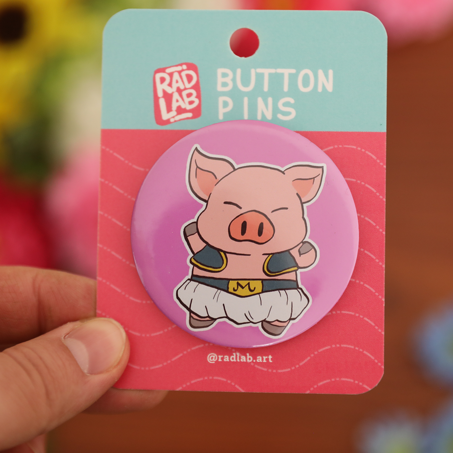 Button Pin | Lab Pig Buu | 2.28 inch