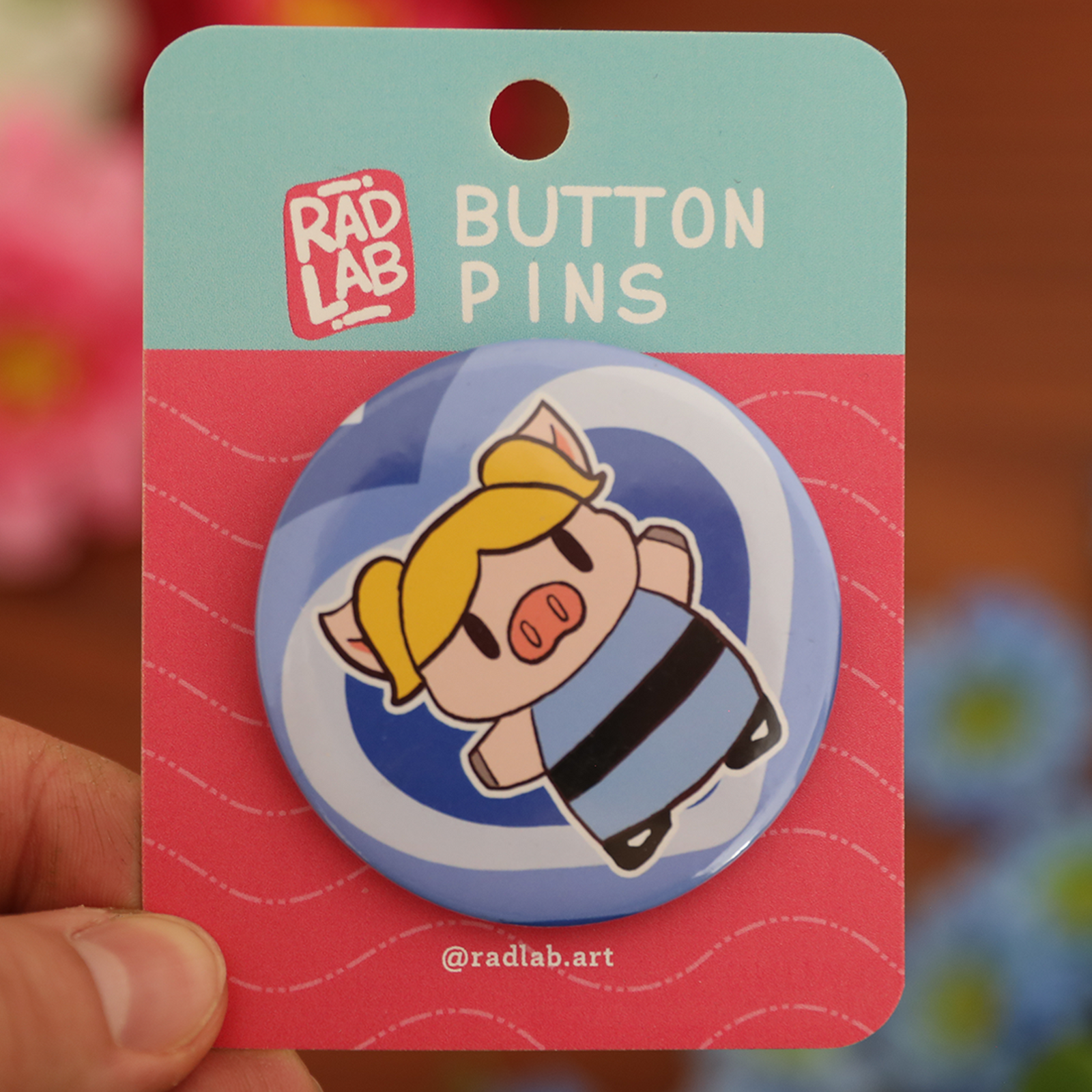 Button Pin | Lab Pig PPG Bubbles | 2.28 inches