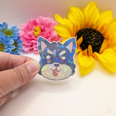 Holographic dog matte vinyl sticker